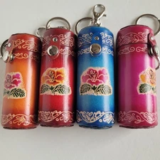 X-Large Coin Size Holder Key Chain Leather Handmade Pill Chapstick Case Balm