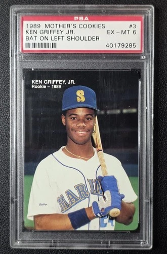 PSA 6 EX-MT 1989 Mother's Cookies Ken Griffey Jr. #3 Seattle Mariners Rookie!