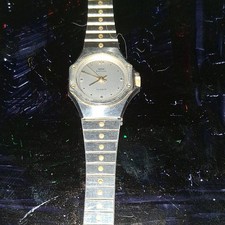 Bulova Damen Quarz Armbanduhr Edelstahl silber gold achteckig analog
