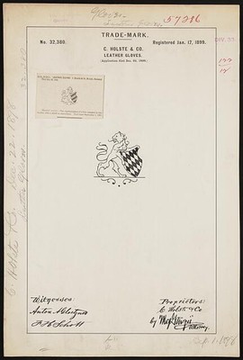 Photo:C Holste Co Leather Gloves Trademark Lion Shield Logo 1899