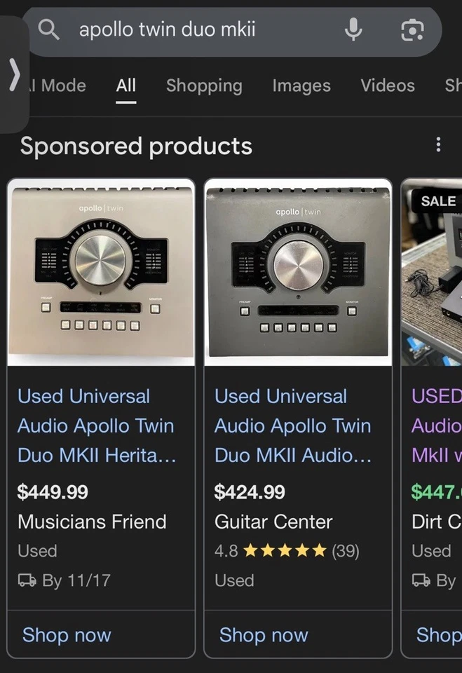 Apollo Twin MkII Twin Duo W/ Genuine Apple Adapters For Thunderbolt 3 - Image 3 of 4