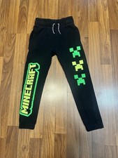 Minecraft Sweatpants Black With Green Creeper Logo Youth Size XS