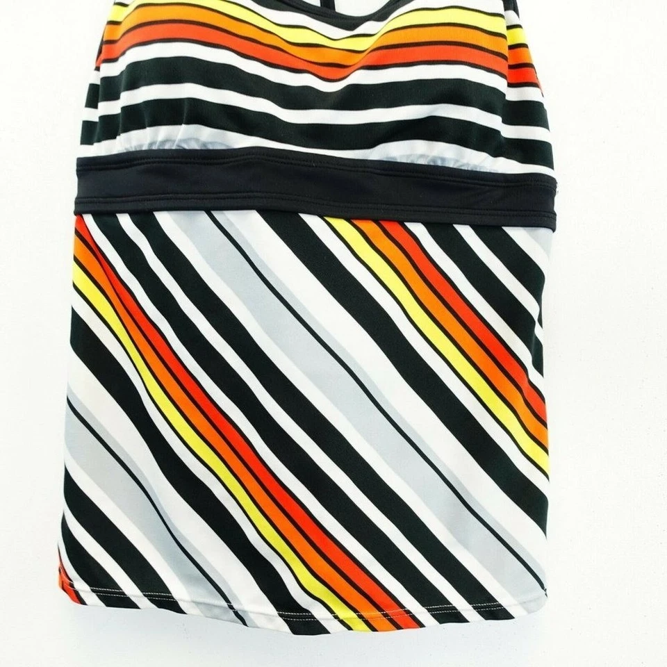 Camiseta sin mangas deportiva Nike Racerback para mujer 6 negras a rayas acolchada Tankini nadar playa Foto 4 de 4