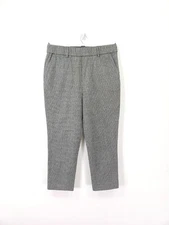 Toast Gabi Trousers Size 10 Black Houndstooth Wool Blend Tapered Elastic Relaxed