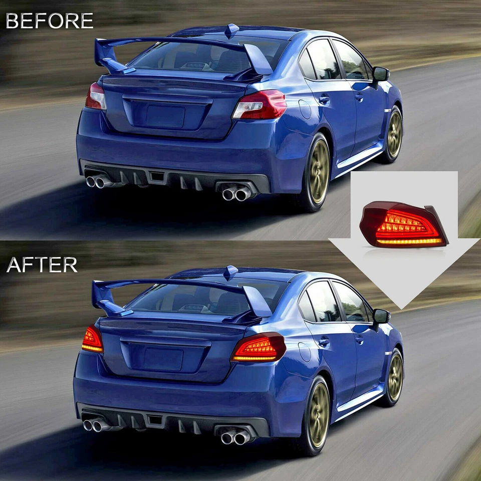 Pair LED Tail Lights For Subaru WRX & WRX STI 2013-2023 Sequential Indicator - Image 2 of 4