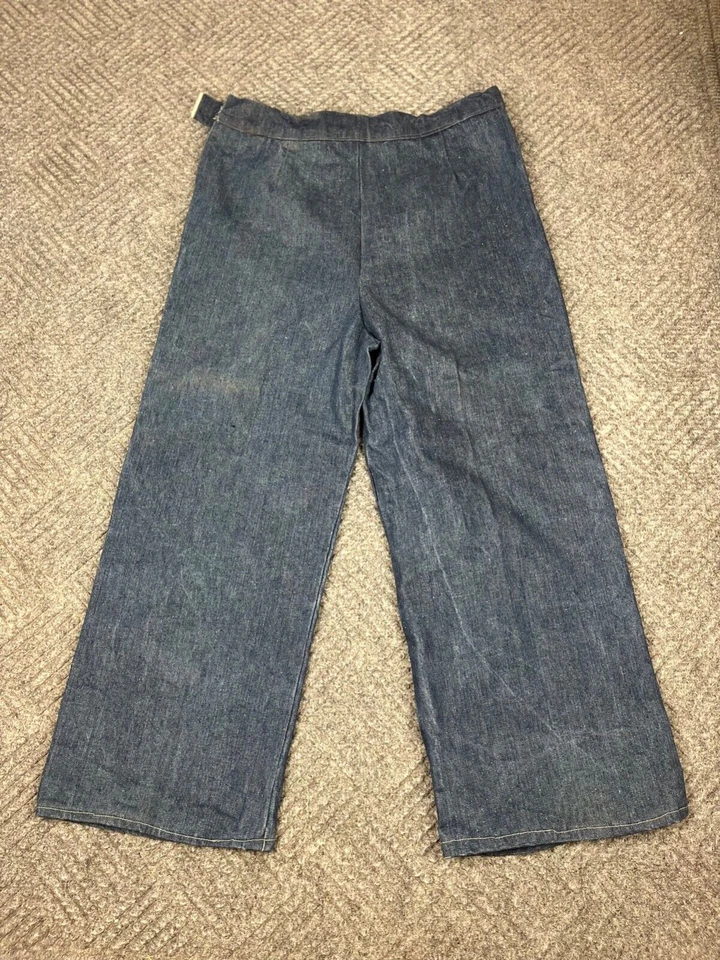 Vintage 1940s Half Selvedge Denim Side Zip Jeans Adult 34x25 Dark Wash Women's - Image 3 of 4