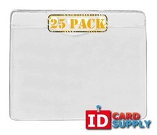 Pack of 25 - Clear Vinyl ID Holder with Slot and Chain Holes - Landscape/Horizon