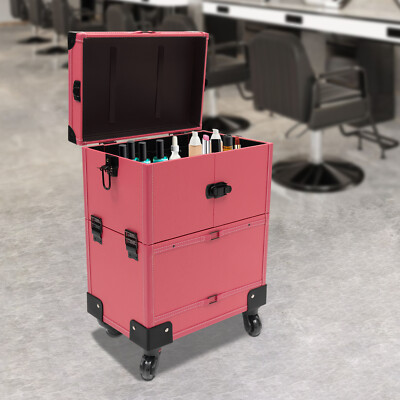 NEW! Rolling Makeup Train Case Beauty Trolley Cosmetic Organizer Box with Mirror