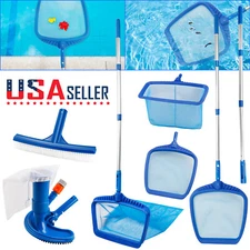 Swimming Pool Leaf Skimmer Flat/Deep Bag Rake Net/Cleaning Leaves Mesh with Pole