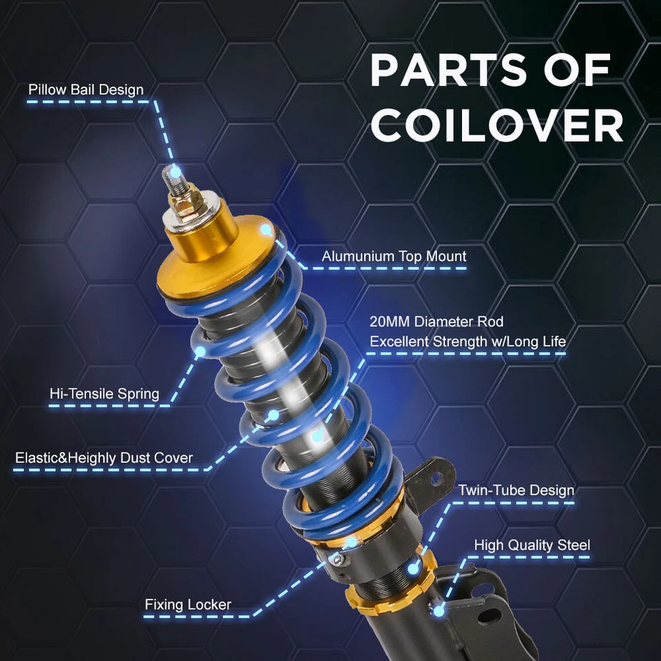 4PCS Full Coilovers Shocks For 2006-2008 Honda Fit Base 1.5L 4Door Adj. Height Foto 2 de 4