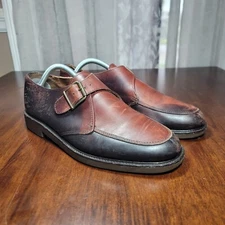 GH BASS Mens Brown Leather Monk Strap Buckle Shoes 9M