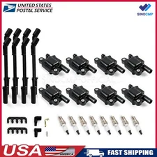 8Pack/set Square Ignition Coil & Spark Plug Wire UF413 For Chevry GMC 4.8L 5.3L