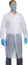 Lab Coat White Disposable Polypropylene 3 Buttons No Pocket Wholesale Lot