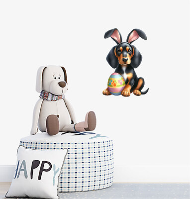 Bunte Vinyl-Aufkleber Osterhasenohren Hund Ei A7172