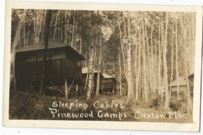 Canton, ME Maine 1930 RPPC Postcard, Pinewood Camps Cabins