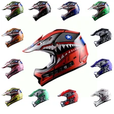 Youth Motocross Helmet ATV MX BMX Bike Kids Shark Star Black Blue Red Pink Green