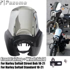 For Harley Softail Slim FLSL FXBB Headlamp Fairing 15'' Windshield 2018-21 Black