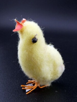 Vintage Christmas Easter Spun Cotton Batting Yellow Chicken Chick Bird Japan