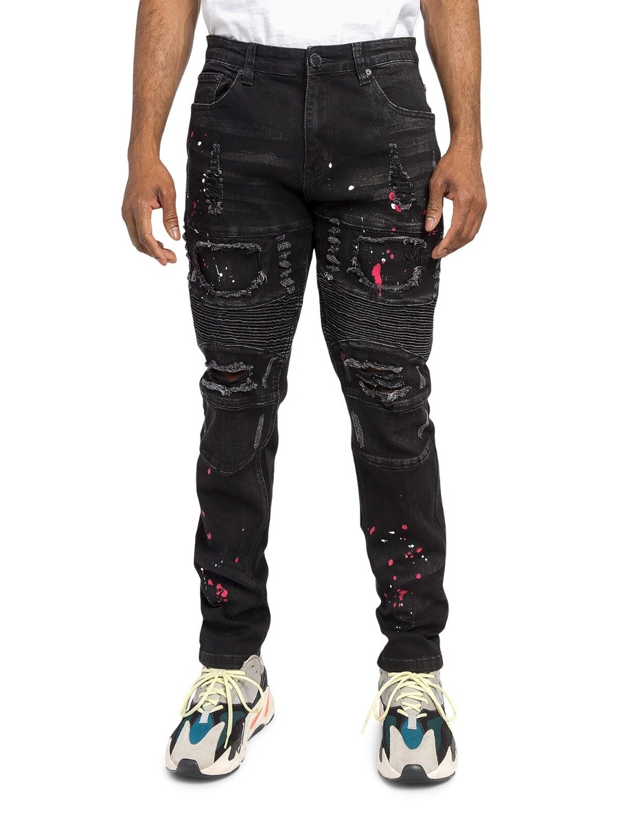 Custom Paint Splatter Jeans Victorious Men's Casual Stacked