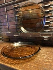 Lot of 2 Vtg Anchor Hocking Fire-King #460 Ovenproof Amber 9" Inch Pie Plate USA
