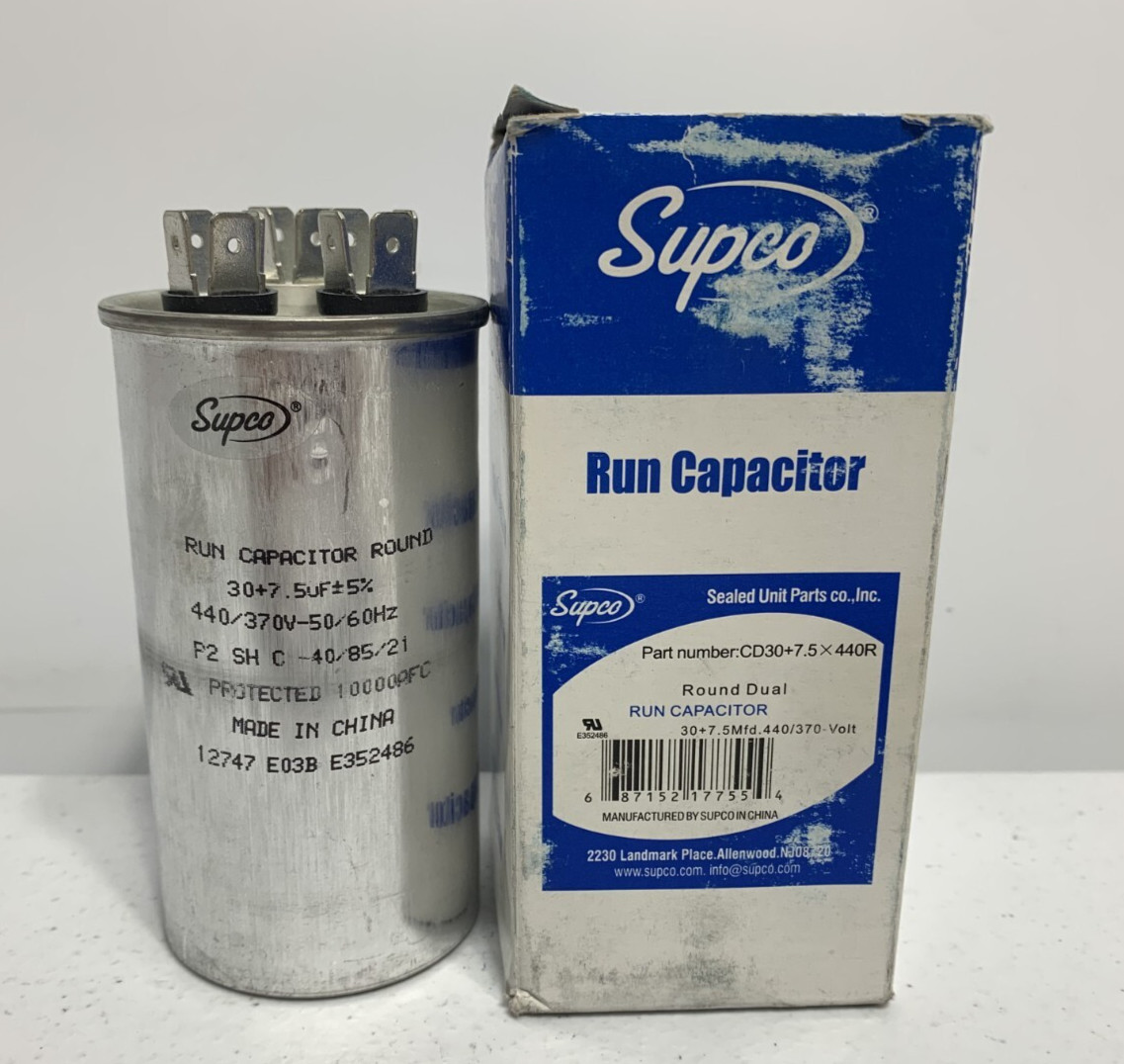 Supco CD80+5X440R Dual Round Run Capacitor 370/440V 50/60Hz
