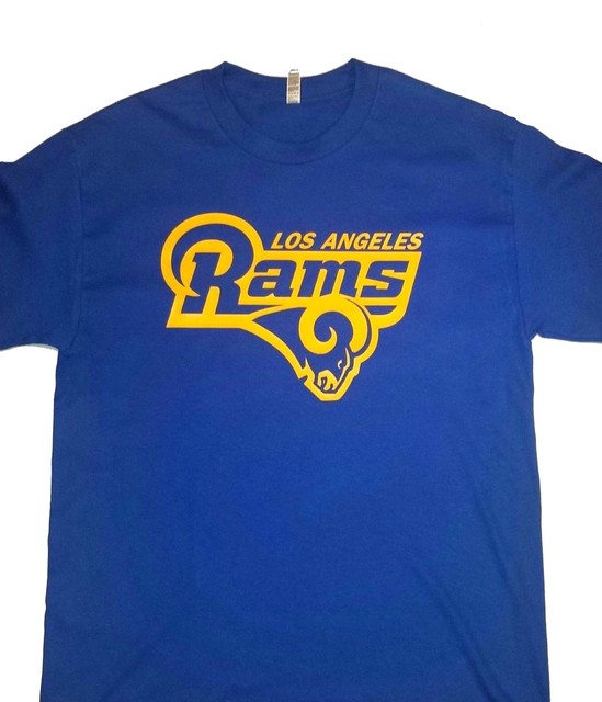 LOS ANGELES RAMS Shirt LA BLUE SHIRT Classic Logo 213 Cali Horns up Ram S-4X | eBay