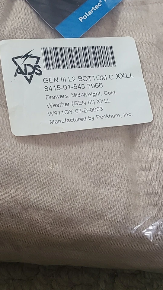 US Military Thermal Drawers GI By PolarTec New with Tags 2XL Long - Image 3 of 3