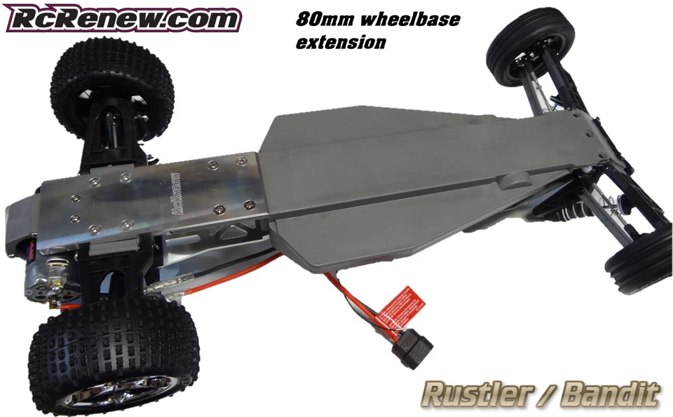 Chasis de carreras de arrastre RCR mods Traxxas Rustler Bandit extensión de distancia entre ejes de 80 mm Foto 3 de 4