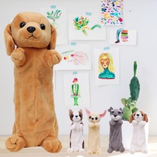 For Kids School Supplies Stationery Cartoon Plush Dog Pencil Case Animal Pen Bag