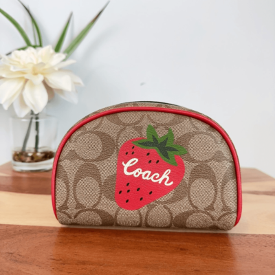 NWT Coach Dome Cosmetic Case In Signature Canvas With Wild