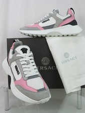 VERSACE SPLENDOR PINK WHITE LEATHER MEDUSA HEAD LOW TOP PLATFORM SNEAKERS 38 8