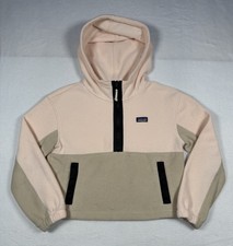 Patagonia Kids' Microdini Cropped Hoody Pullover Pink/Beige Size L STY65385