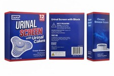 Urinal Screen Deodorizer 12 Pack with Urinal Cakes Ocean Breeze Scent, Anti-Sp