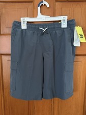 Boys All In Motion Dark Gray Cargo Shorts Size Large NWT Drawstring At The Knee