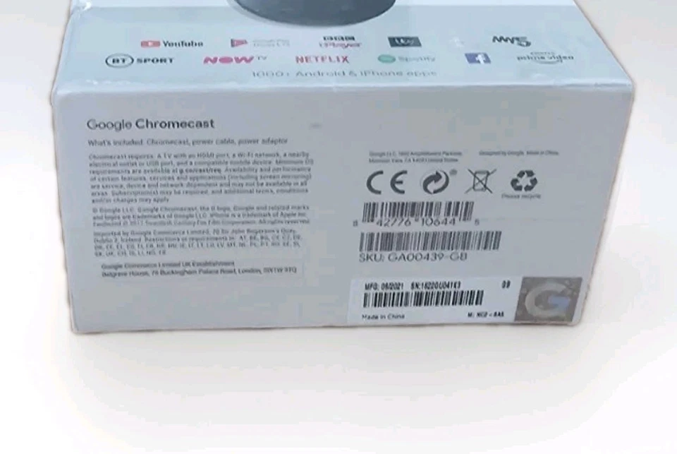 Google Chromecast 3rd Gen HD Digital Media Streamer - Brand New Sealed- Charcoal - Image 4 of 4