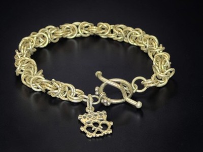 Sterling Silver 925 Byzantine Bracelet 6.5 Toggle Clasp Charm 19.9g Celtic