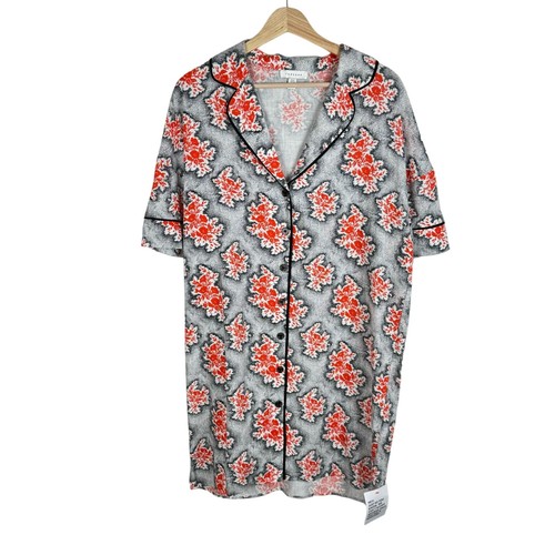 Topshop NWT Souvenir Shirt Dress In Red And Black Floral Size 6 Linen Blend