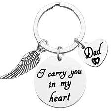 Loss of Dad Keychain,Memorial Jewelry Gift I Carry You in My Heart Keychain
