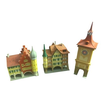 Kibri Z Scale Swiss Town Buildings Lot of 3 Built Houses Clock Tower Biel Murten