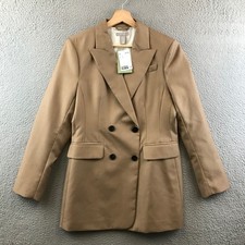 New H M Double Breasted Blazer Coat Jacket Business Casual Tan Neutral S