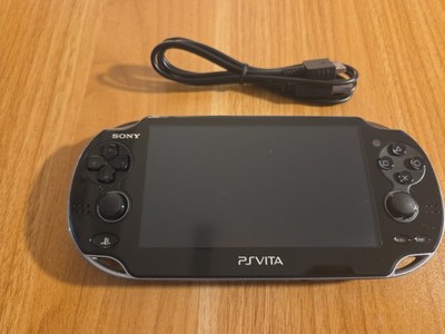 Sony Ps Vita  PCH-1100 Crystal Black Model Console And Charger TESTED
