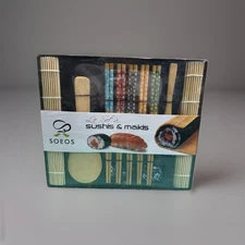 Soeos Sushi & Maki Making Kit – Chopsticks, Mats, Paddle – New in Box