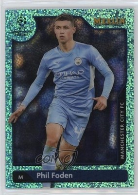 2021 Merlin Collection Chrome UCL Aqua Speckle Refractor 127/199 Phil Foden 1o8m