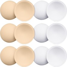 URSMART Round Bra Inserts Pads, Removable and Washable A/B Beige White