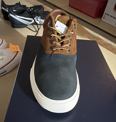Ralph Lauren Leather Colorblock Sneaker Men s Lace-Up Casual Size 9 D