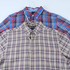 Men's LOT OF 2 Chaps Plaid Long Sleeve Button Down Shirts SIZE S Small
