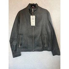 Fadi Italianskins Leather Jacket Mens Large Croc Embossed Handmade Italy NEW$850