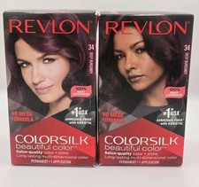 Lot of 2 Revlon ColorSilk Beautiful Color  Hair Color - 34 Deep Burgundy