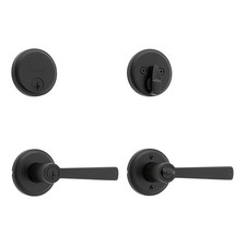 Kwikset Trafford Front Door Lock Handle and Deadbolt Combo Set, Matte Black