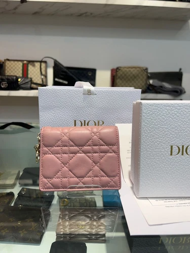 Portefeuille compact femme Dior rose 117565384